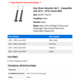 thumbnail image 2 of Rear Shock Absorber Set 2 - Compatible with 2016 - 2018 Lincoln MKX - Autopart Premium, 2 of 2