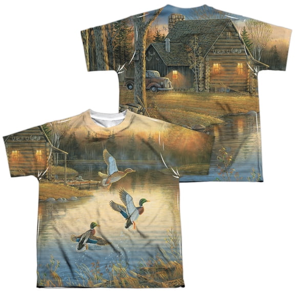 Wild Wings - Ducks Over Water (Front/Back Print) - Youth Short Sleeve Shirt - Small