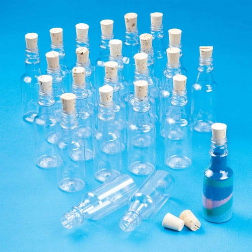 Plastic Sand Art Bottles with Cork, Pack of 24
