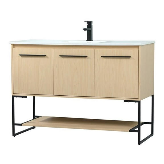 Elegant Decor Sloane 48" MDF and Steel Single Bathroom Vanity in Maple