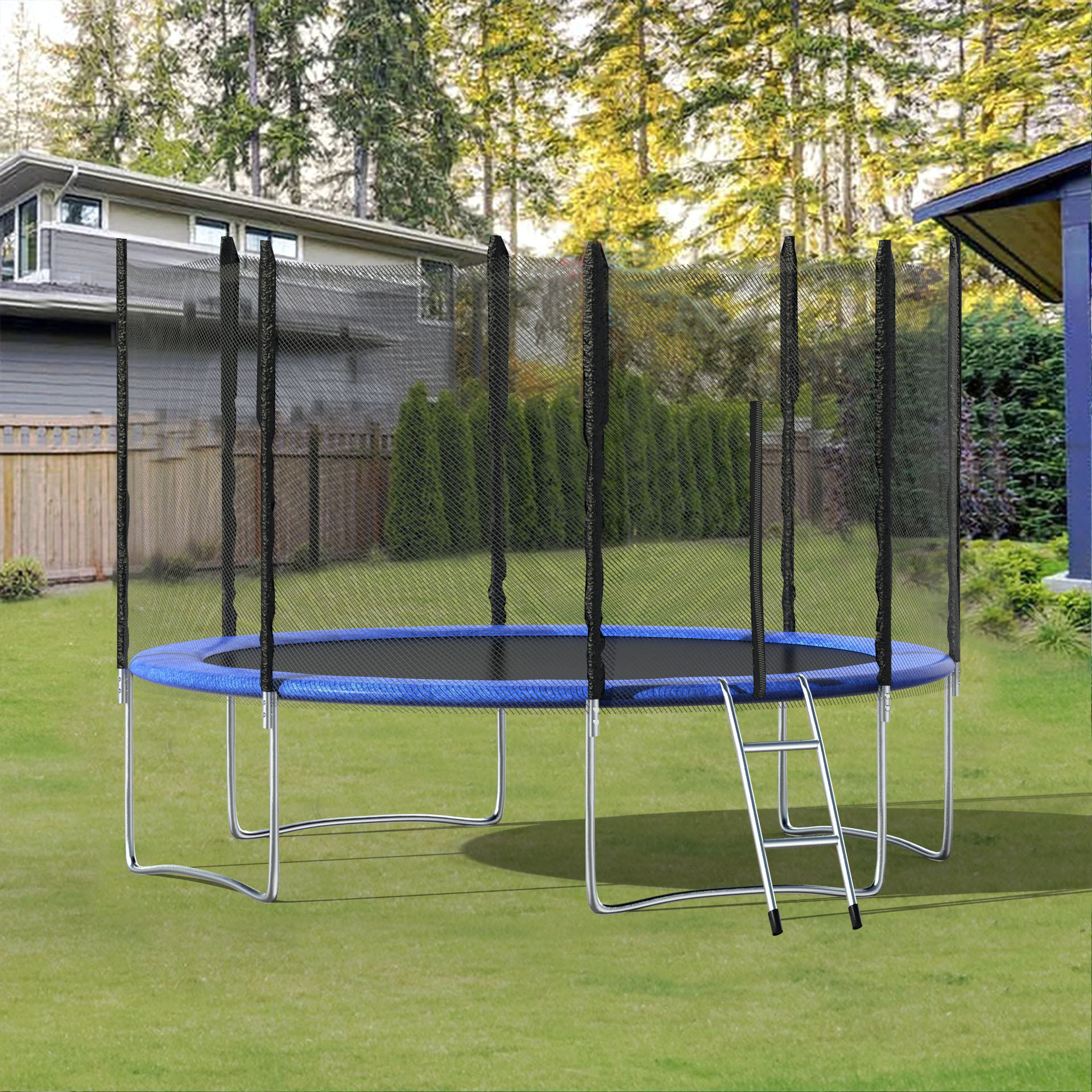 Children Backyard Game 12 Ft Jumping Mat and Spring Cover Padding Tent with Ladder Viouyh Trampoline with Safety Enclosure for Kids 