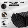 thumbnail image 7 of Nylon Rope 1/4 inch by 50 Ft - Use for Flag Pole Rope Replacement, Marine Rope, Hiking, and Camping Rope - Strong Outdoor Rope for Laundry Line, Tie, Pull, Swing, and More - Black Rope - 2 Pack, 7 of 7
