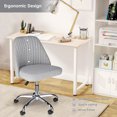 thumbnail image 2 of Modern Linen Fabric Home Office Desk Chair, Mid Back Adjustable Swivel Computer Chair Cute Upholstered Armless Task Chair, Grey, 2 of 9