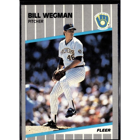 Collectible 1989 Fleer Bill Wegman #199 Milwaukee Brewers Baseball Card Milwaukee Brewers MLB Baseball Trading Card