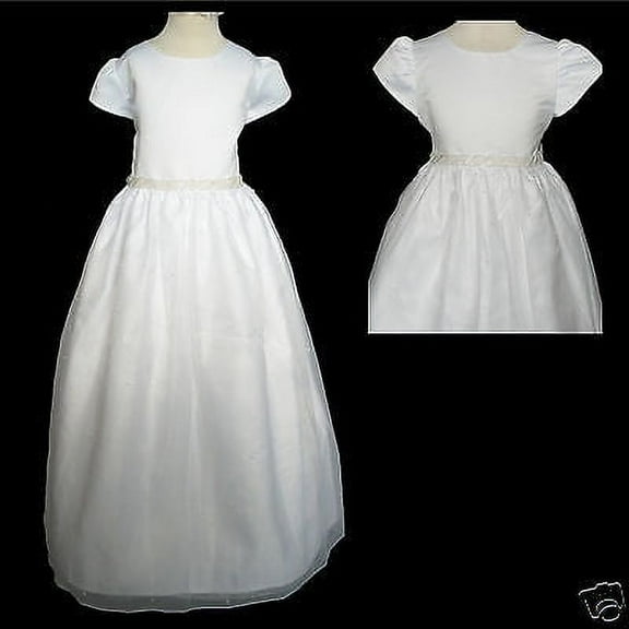 New Girl Wedding Party, Flower Girl Communion Formal Party Dress White 6X, 7