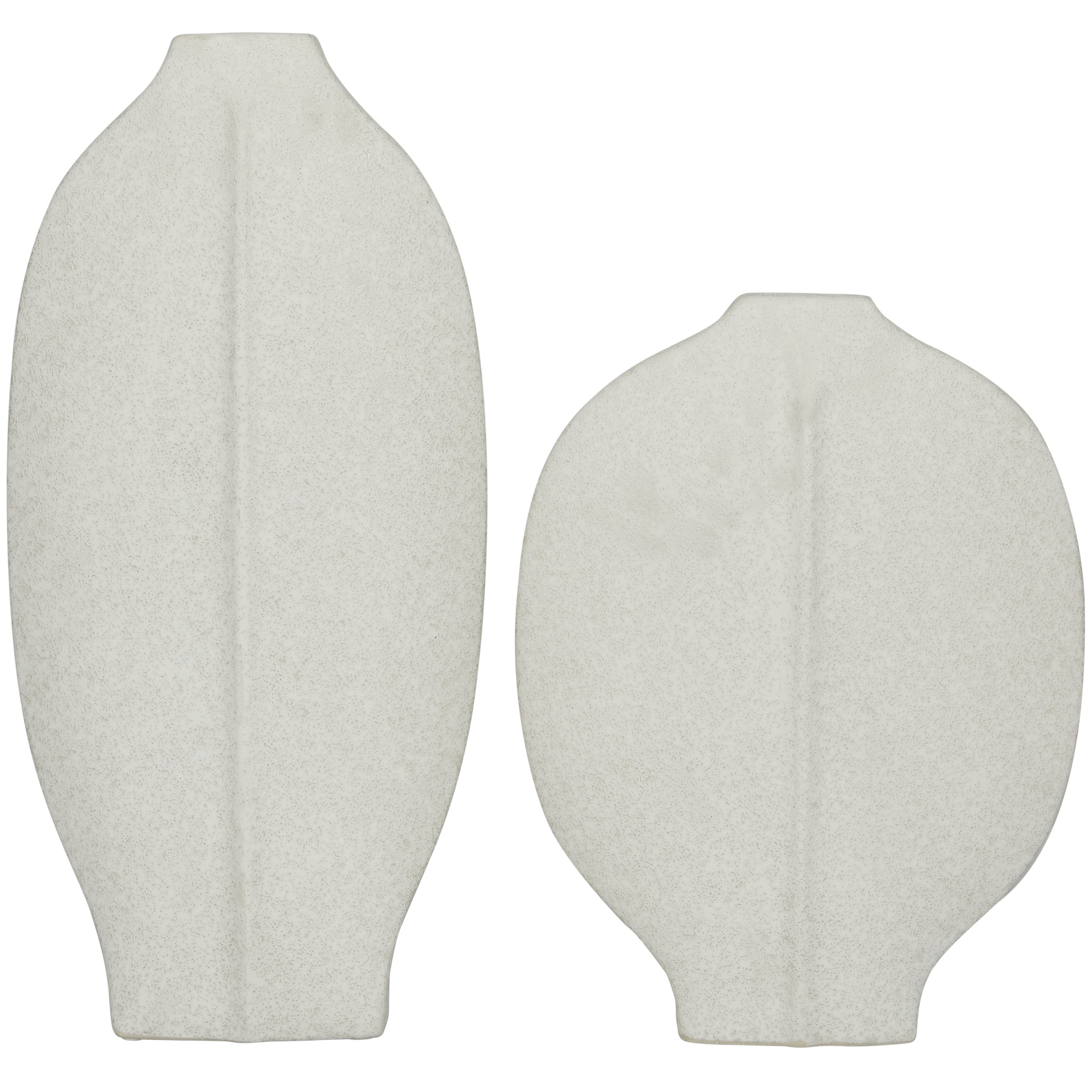 CosmoLiving by Cosmopolitan 13", 18"H Ceramic Modern Vase, White, 2-Piece