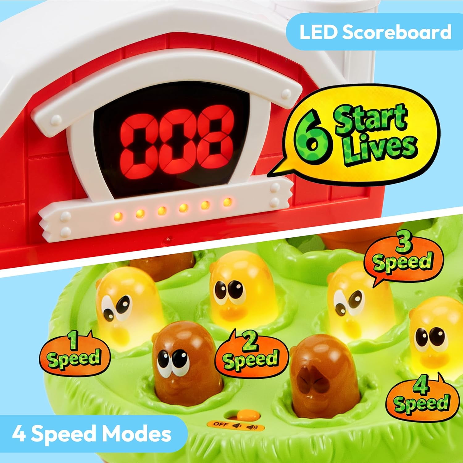 lalalark Whack Game Mole for Toddlers 2 3, Pounding Game with Light & Sound, Interactive Educational Toy with 4 Modes & 40 Levels, Baby Toy for Early Learning, Christmas Birthday Gift for Kids 4 5