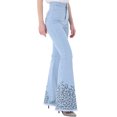 thumbnail image 2 of Anna-Kaci Women's Retro Flared Jeans High Waist Star Printed Long Denim Bell Bottom Jeans, Light Denim, Large, 2 of 3