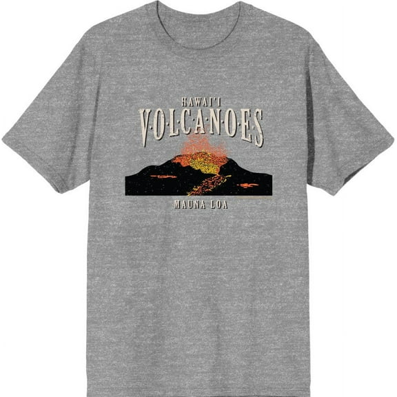 Adventure Society Hawaii Volcanoes Men's Heather Gray Crew Neck Short Sleeve Tee-XS