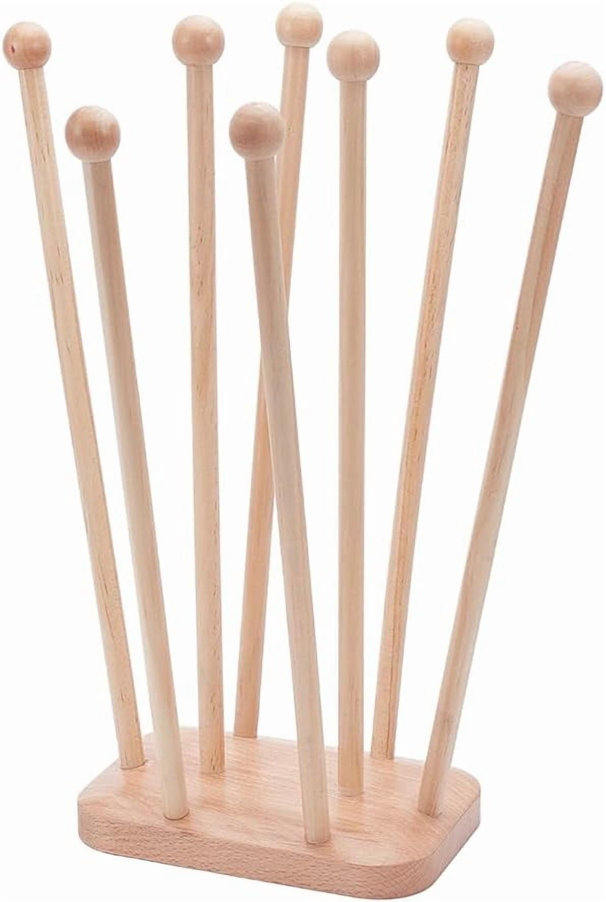 1 Set Plastic Bag Drying Rack Reusable Bag Cup Drainer Holder with 8 Sticks Pinewood Drying Rack for Drying Food Storage Bags Drinking Cups Bottles Dishcloths