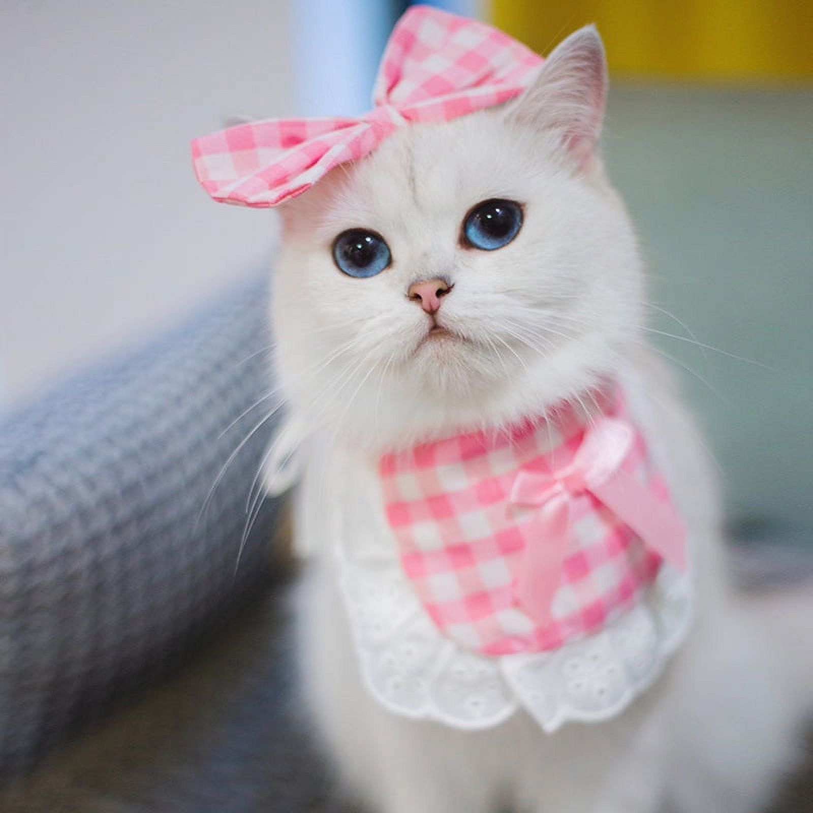 2-Pack Cotton Breakaway Cat Collars With Bell & Flower Pendant - Adjustable Safety Collars For Kittens (Pink & Purple)