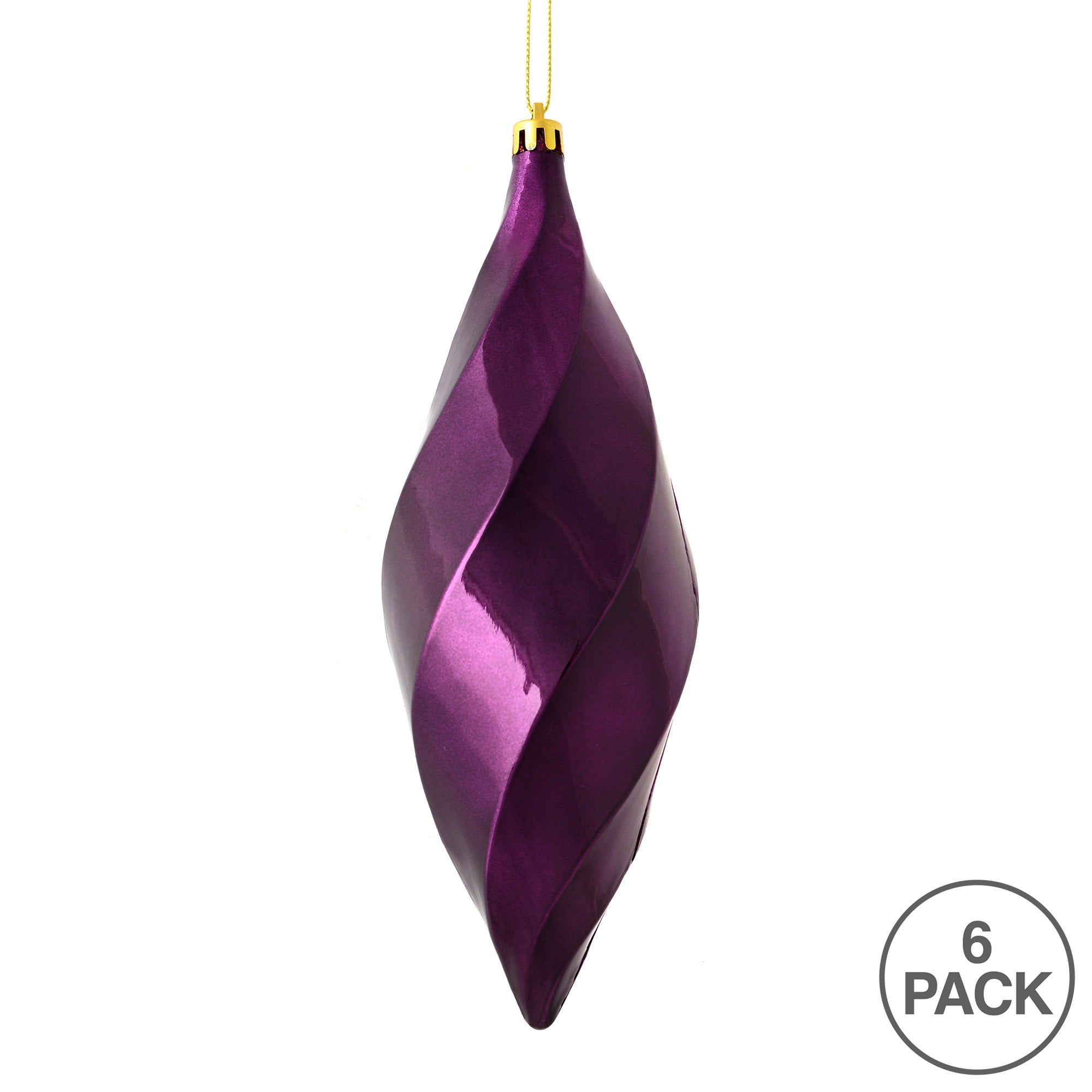 Vickerman 8" Lilac Shiny Swirl Finial Ornament, Pack of 6