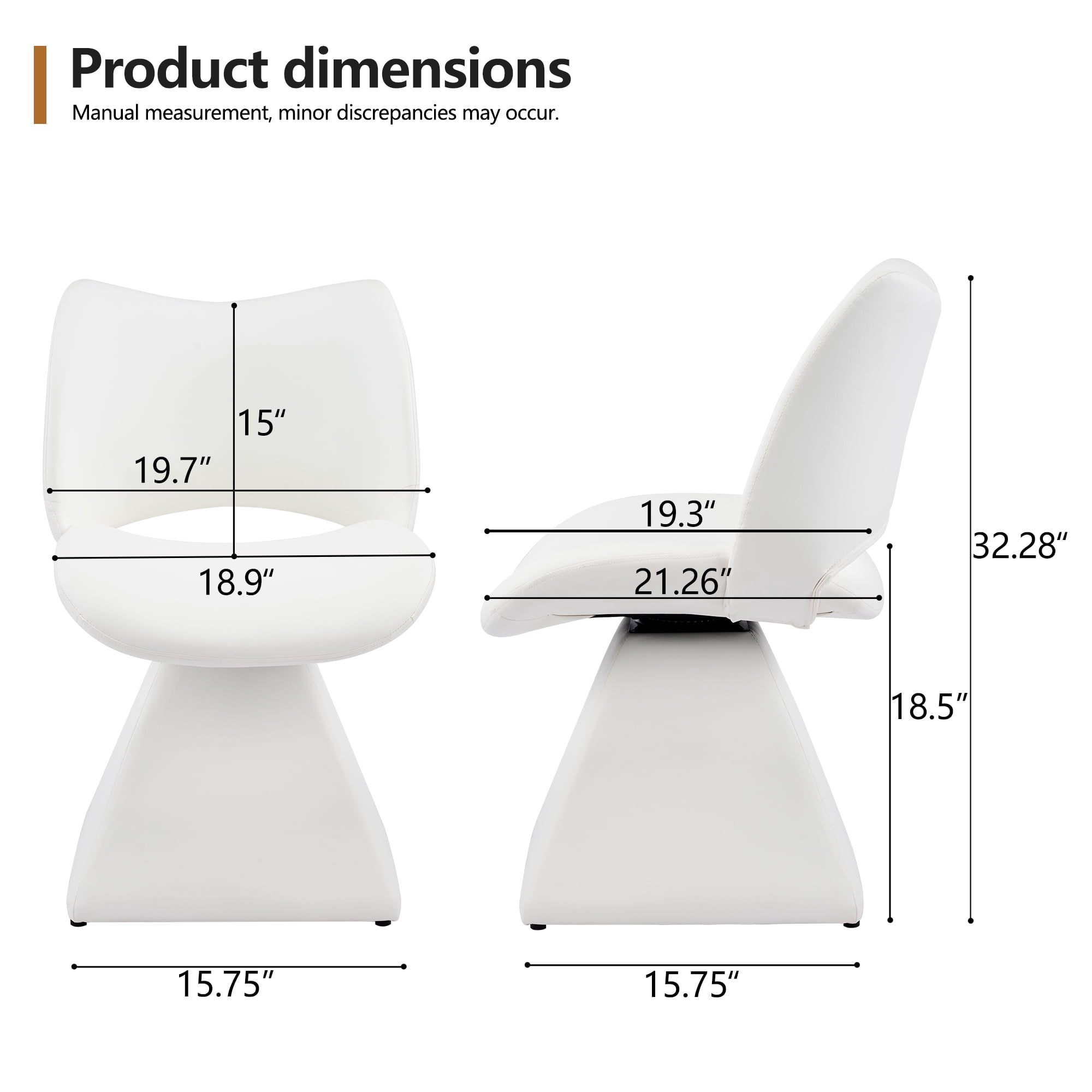 HOQBN Modern Swivel Dining Chair with Faux Leather, 360-Degree Upholstery Dining Chair with High Curved Back for Kitchen, Dining Room,White