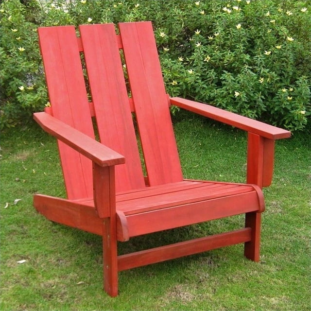 Pemberly Row Large Adirondack Patio Chair in Red