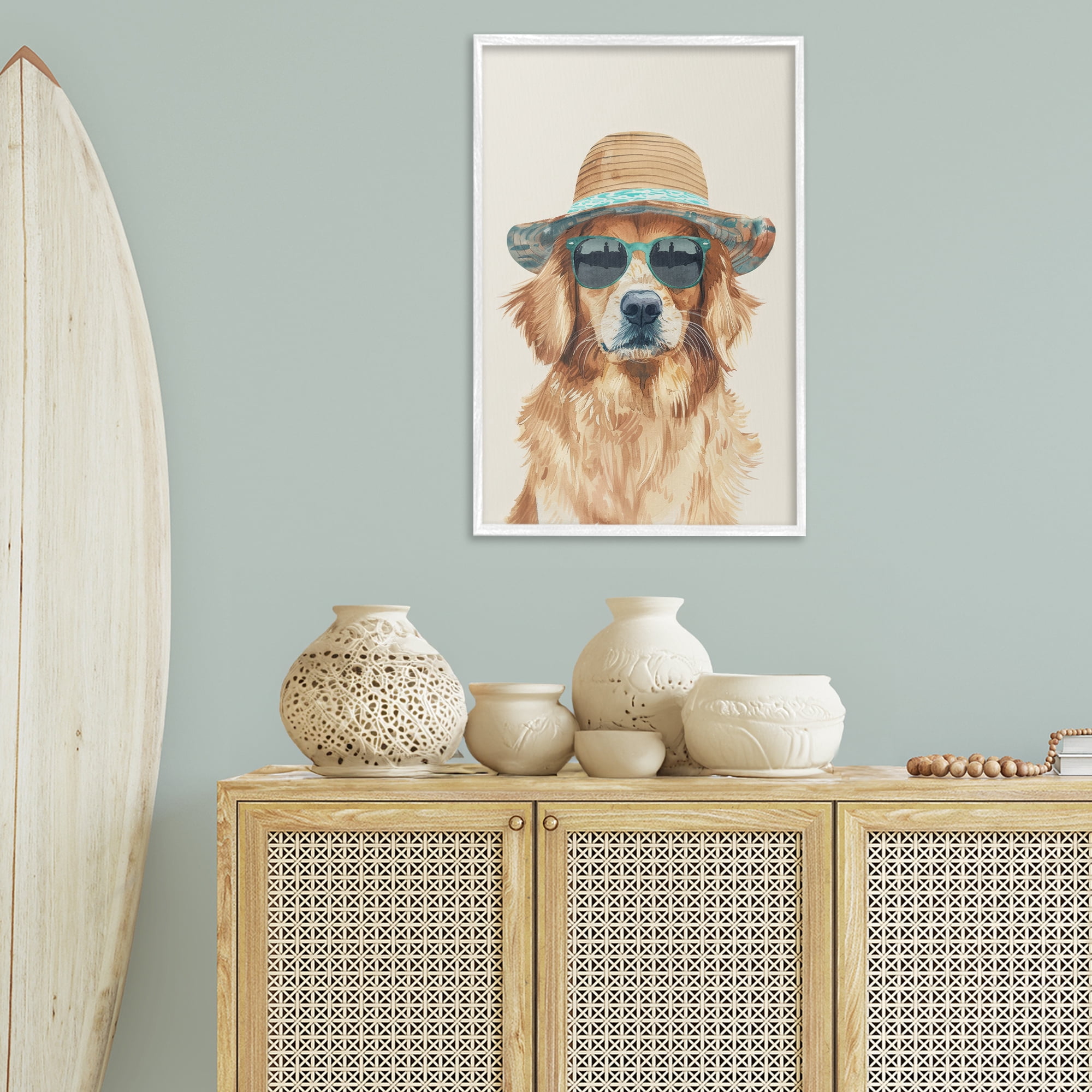 Stupell Industries Hipster Labrador Dog Animals & Insects Painting White Framed Art Print Wall Art, 20 x 30