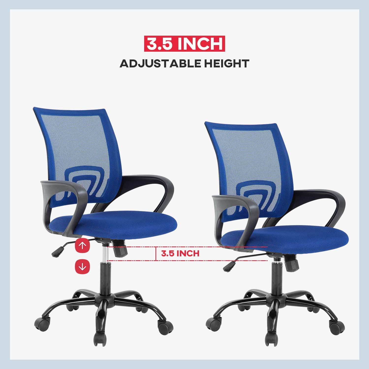 NiamVelo Mesh Office Chair Height Adjustable Ergonomic Desk Chair Quiet Executive Rolling Swivel Chair for Adults, Blue