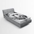 thumbnail image 1 of Ambesonne Animal Fitted Sheet, Grizzly Bear Ink Sketch, Twin XL Size, Black White, 1 of 2