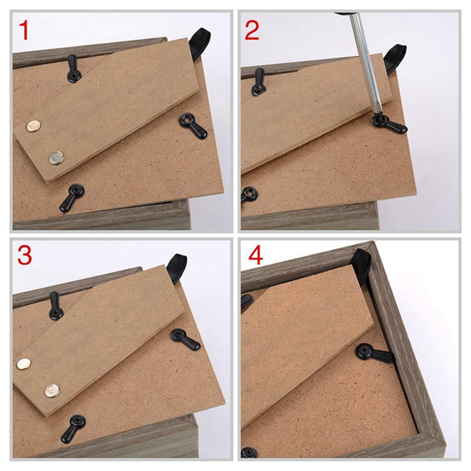 GUOOL Black Buttons Fixing Fasteners Photo Hardware Backing Clips and 300 Screws for Hanging Picture Drawing Photos Surface Plated