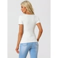 thumbnail image 4 of Unique Bargains Women's Twist Front Blouse Short Sleeve V Neck Casual Top XS White, 4 of 6