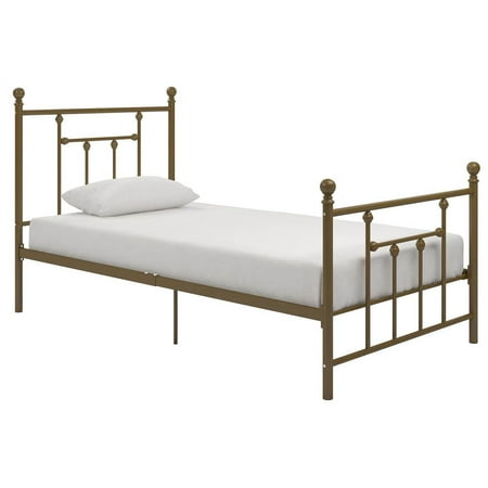 Dhp Manila Metal Bed With Victorian Style Headboard And Footboard Dhp Manila Metal Bed With Victorian Style Headboard And Footboard Includes Slats Twin Gold