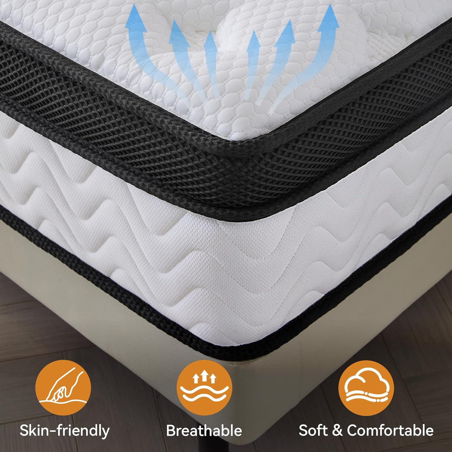 Sailvan Queen Mattress, 12 Inch Hybrid mattresses with Independent Pocket Coils, Memory Foam Mattress in a Box, Motion Isolation, Medium Firm,CertiPUR-US,100 Nights Trial