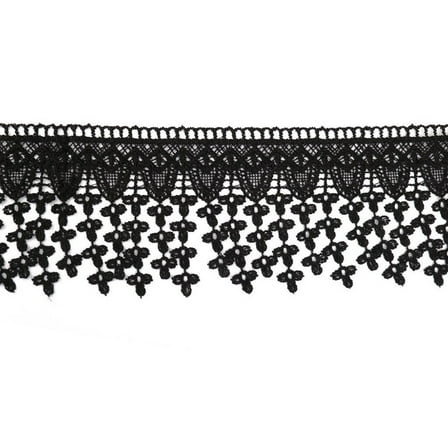 KALLORY 1Pcs Black Lace Ribbon Trim Applique Embellishment for Sewing and Home Decor