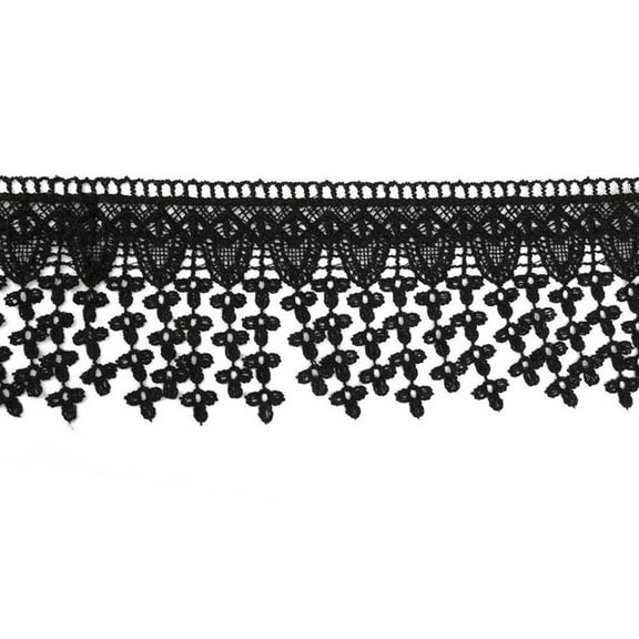 KALLORY 1Pcs Black Lace Ribbon Trim Applique Embellishment for Sewing and Home Decor