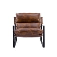 thumbnail image 5 of Guyou Modern Faux Leather Upholstered Accent Armchair with Metal Base, Removable Cushion Lounge Single Sofa Chair for Living Room Bedroom, Brown, 5 of 15