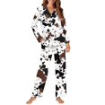 thumbnail image 2 of Garronmavis Christmas Snowflake Women's Printed Pajama Set Long Sleeve Button Down Sleepwear Xmas Stylish 2 Piece Lounge Set Soft Nightwear Christmas Party, 2 of 7