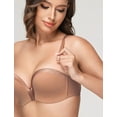 thumbnail image 3 of Wingslove Women's Seamless Strapless Push Up Bra Full Figure Wirefree Multiway Convertible bra, Milk Coffee 38DD, 3 of 9