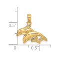 thumbnail image 2 of 18mm 14k Gold Double Dolphins Jumping Left High Polish and 2-d Charm Pendant Necklace for Women, 2 of 2