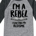 thumbnail image 3 of Instant Message - Rebel Read Past Bedtime - Toddler And Youth Raglan Graphic T-Shirt, 3 of 6