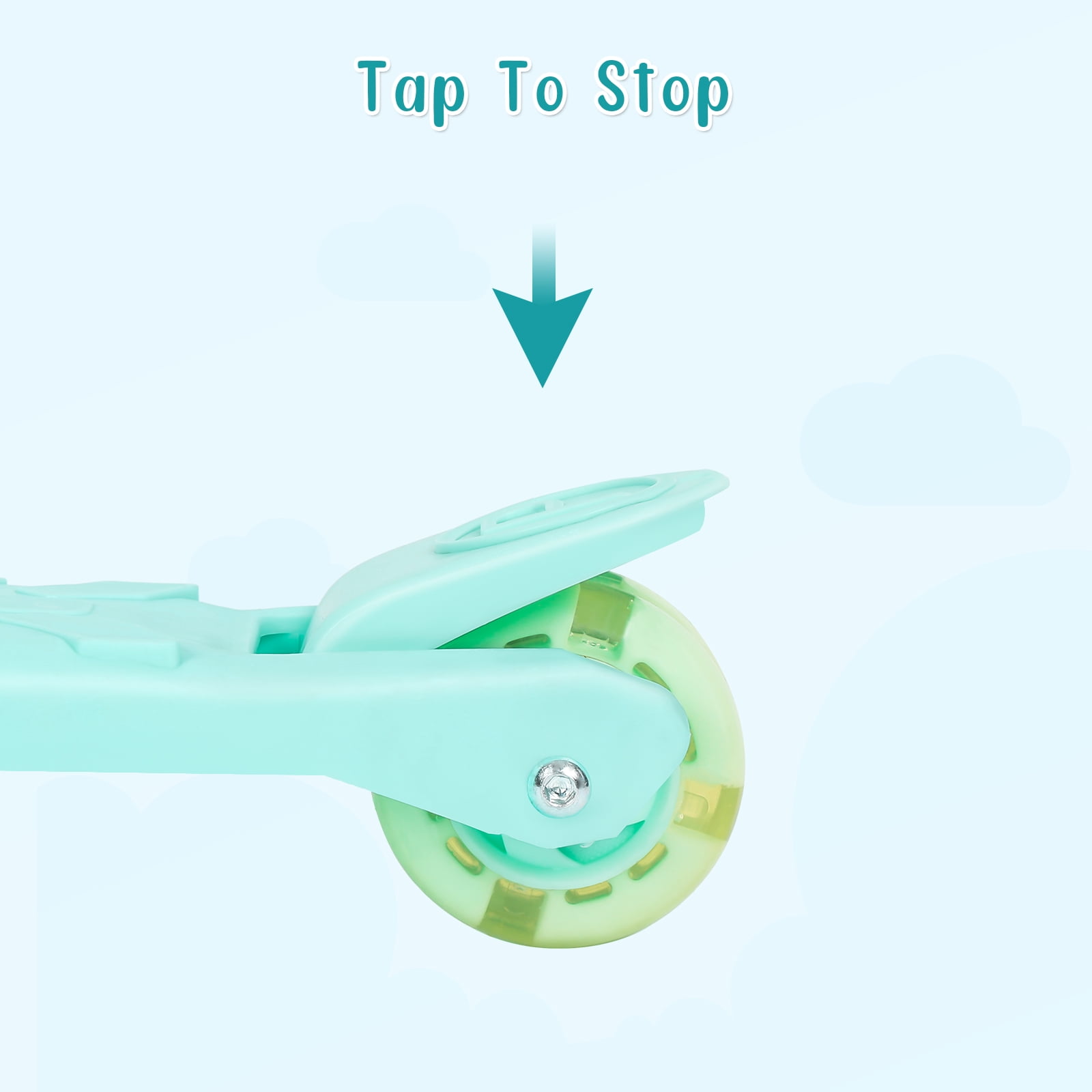 Kids Kick Scooter with Adjustable Height and Light Up Wheels, Mint Green