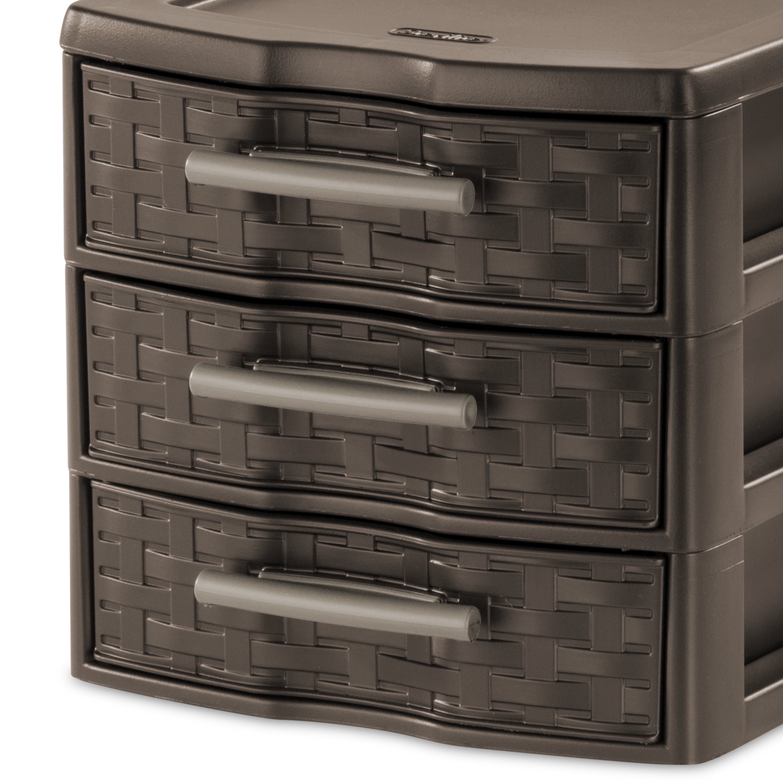 Sterilite Small Weave 3 Drawer Unit Espresso Set of 6