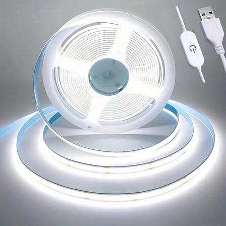 COB LED strip lights, LED lighting fixtures, 16.4 feet, warm white 2700K, no dots, strip lights, color rendering index 93  , ultra-bright, dimmable, 24V, flexible tape lights, suitable for cabinetry