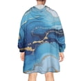thumbnail image 2 of Blue Marble Gold Line Pattern Wearable Oversized Blanket,Wearable Blanket Hoodie for Adults,Cozy Hooded Blankets with Super Pockets,Super Warm Fuzzy Pullover for Women & Men, 2 of 6