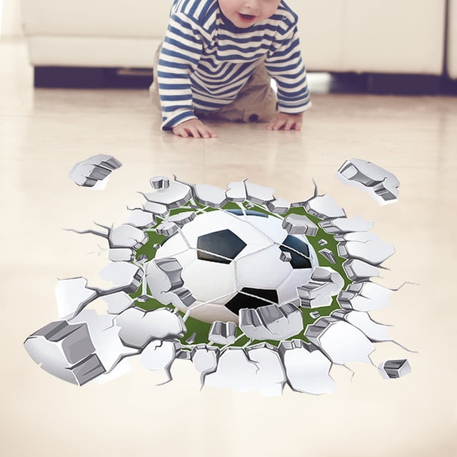 Adhesivos de pared 3D de PVC con diseño de balón de fútbol roto