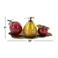 thumbnail image 4 of DecMode Colorful Faux Red Apple and Yellow Pear Fruit Table Top Décor on Bronze Metal Leaf Tray, 19"W x 10"L x 9"H, 4 of 13