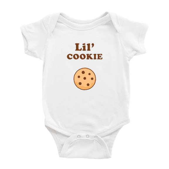 Cut Baby Jumpsuit Lil' Cookie Food Funny Boy & Gril Bodysuit (White, 6-12 Months)