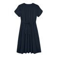 thumbnail image 4 of UoCefik Women's Summer Short Sleeve Maxi Dress 2025 Casual Crewneck Pleated A Line Flowy Long Dresses with Pockets Navy XL, 4 of 6