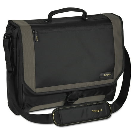 Targus CityGear Miami Messenger Laptop Case, Nylon, 19 x 5 x 14, Black/Gray/Yellow