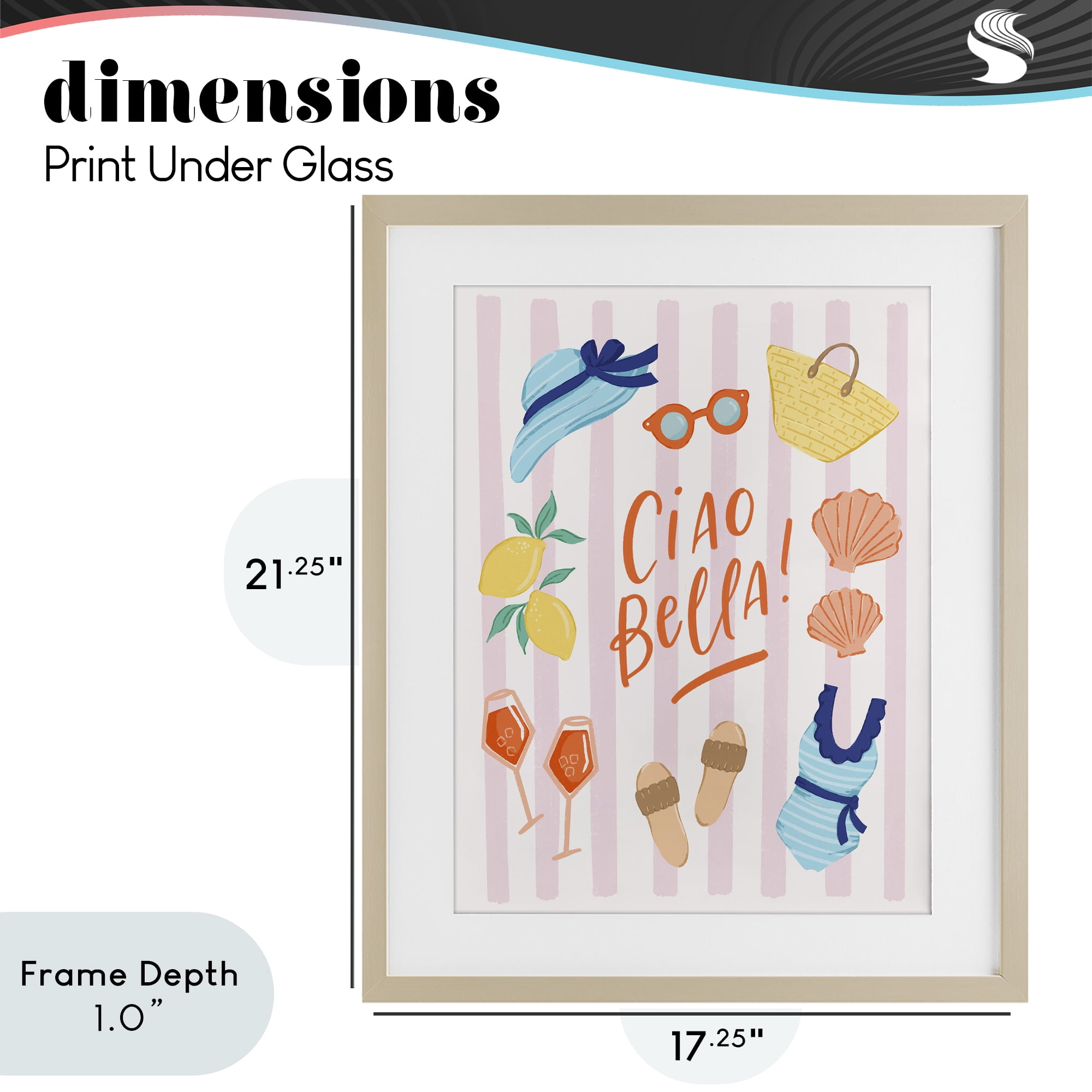 Stupell Industries Summer Ciao Bella Birch Framed Print Under Glass, design by Sandra Picco