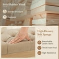 thumbnail image 3 of Upholstered Fabric Vanity Bench Seat, Makeup Stools for Vanity, Square Tufted Ottoman Bench with Carved Wood Color Legs for Bedroom Living Room, Wheat Color, 3 of 6