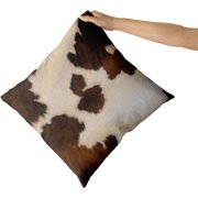 Set of 2 Decorative Cotton Pillows Covers Cow Skin Abstract Africa Animal Farm Fashion Home Sofa Cushion Cover Throw Pillowcase Gift for Couch Indoor Bed 18 x 18 Inch Square