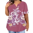 thumbnail image 1 of Fiudx Liquidación de Ofertas Flash Blusas de Talla Grande para Mujer, Blusa con Cuello En V, Blusa Informal Holgada de Manga Corta de Verano, 1 of 5