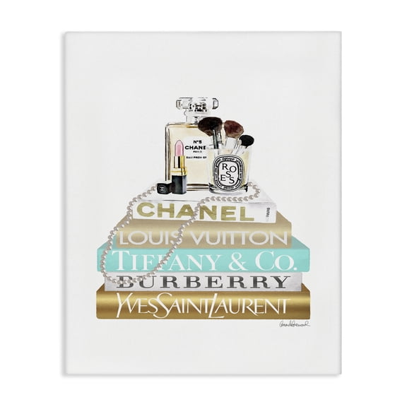Stupell Industries Art Deco Gold Blue Perfume Bookstack Canvas Art, 24 x 30, by Amanda Greenwood