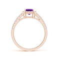 thumbnail image 2 of ANGARA Natural Emerald-Cut Amethyst Halo Ring in 14K Rose Gold for Women (Size-7x5mm) | February Birthstone, Birthday, Anniversary, Jewelry Gift for Women | Natural Amethyst Ring, 2 of 8