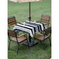 thumbnail image 5 of Outdoor Tablecloth with Umbrella Hole, Navy Blue White Striped Spillproof Waterproof Outdoor Table Cover, Grey Farmhouse Stripe Abstract Art Patio Tablecloths for Party/Garden/Picnic, Square 54"x54", 5 of 9