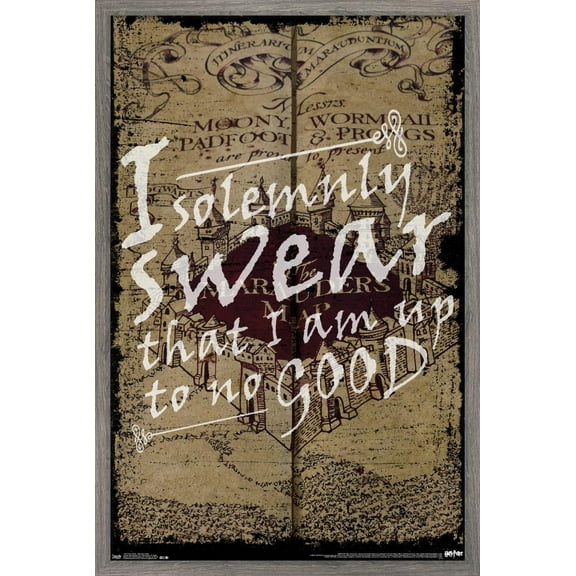 Harry Potter - The Marauder's Map - I Solemnly Swear Wall Poster, 14.725" x 22.375", Framed