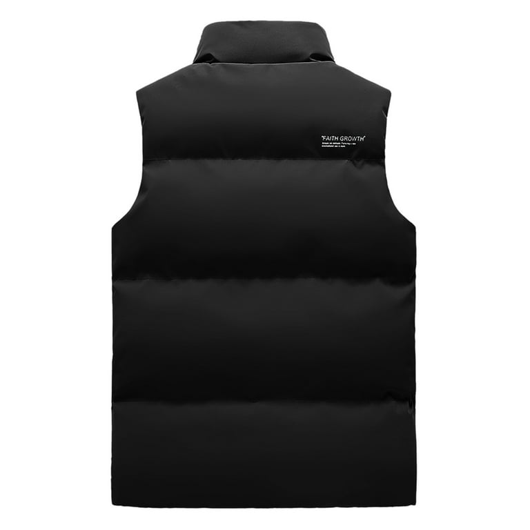 Durtebeua Mens Vests Outerwear Thick Padded Vest Men Warm Solid Heated Cotton Tops Pocket Jacket Vest Walmart